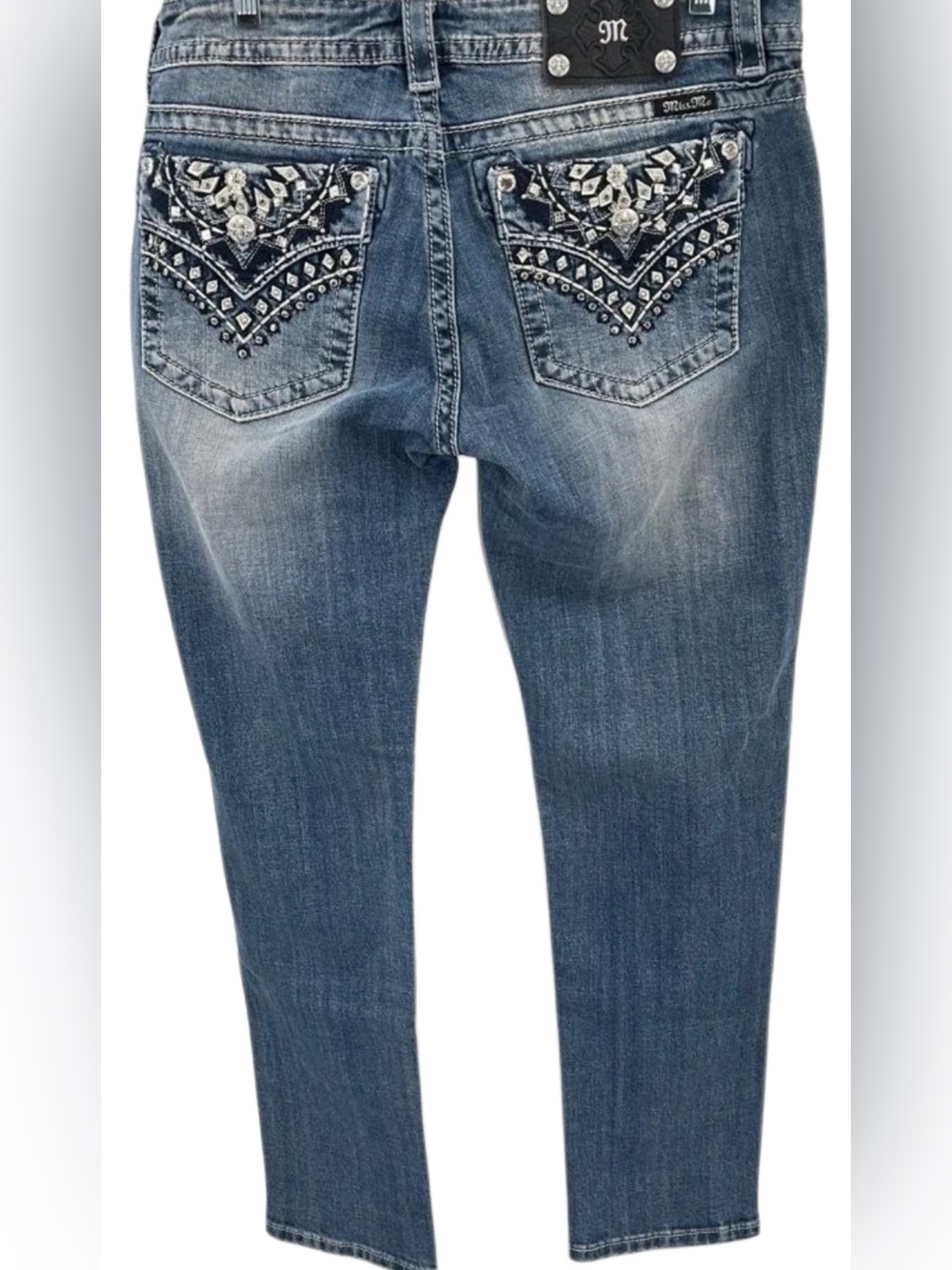 Miss Me Blue Embellished Skinny Jeans Sz 33